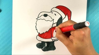 EASY How to Draw SNOOPY SANTA - Christmas Drawings