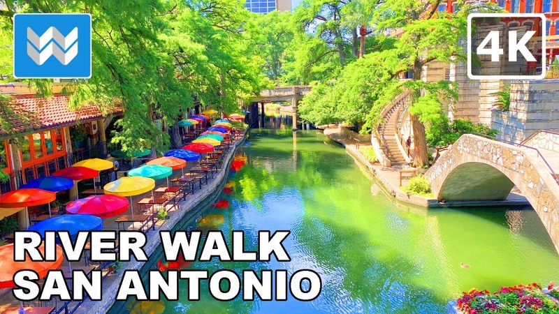 4 K River Walk in San Antonio Texas USA Virtual Walking Tour Travel Guide Binaural City