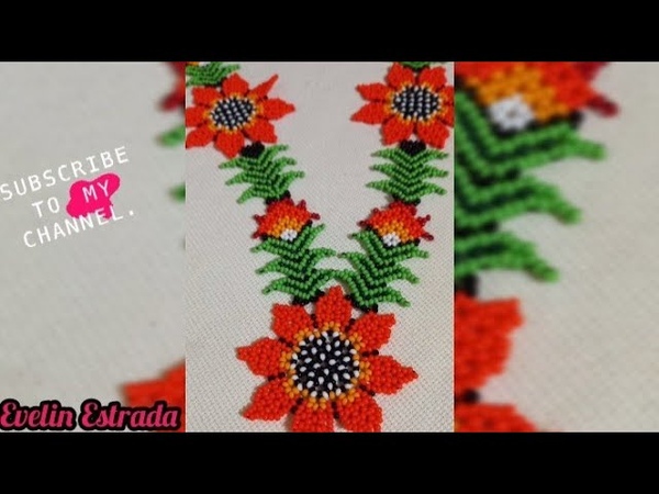 Collar en mostacillas de flores. (tira del collar) PARTE