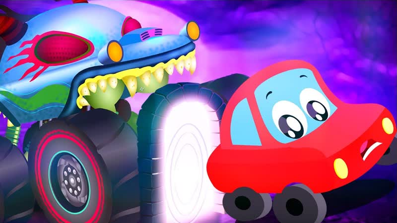 Little Red Car Vs Haunted House Monster Truck, Car Cartoons For