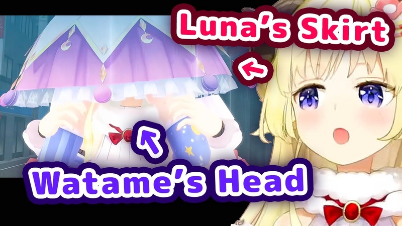 Watames Head Was In Lunas Skirt In The Hololive Gen 4 Holograffiti Episode ENG Sub,