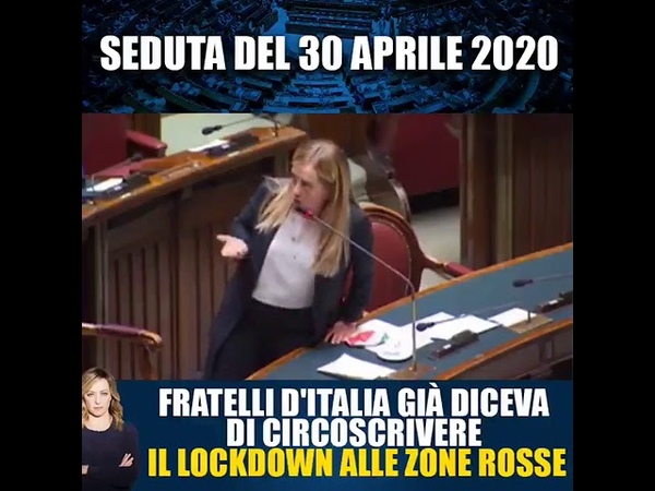 Giorgia Meloni: 30 04 2020, Fratelli d Italia già diceva di circoscrivere lockdown alle zone