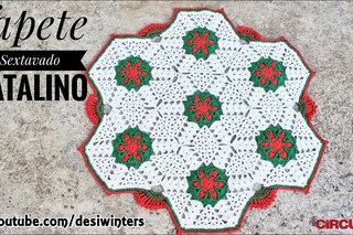 Tapete Sextavado Natalino de Crochê - Artes da Desi
