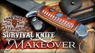 Making Over My Cold Steel Survival Knife! Leather Working ASMR