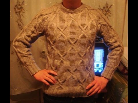 Мужской пуловер спицами с рукавом реглан Часть 3. Mens sweater