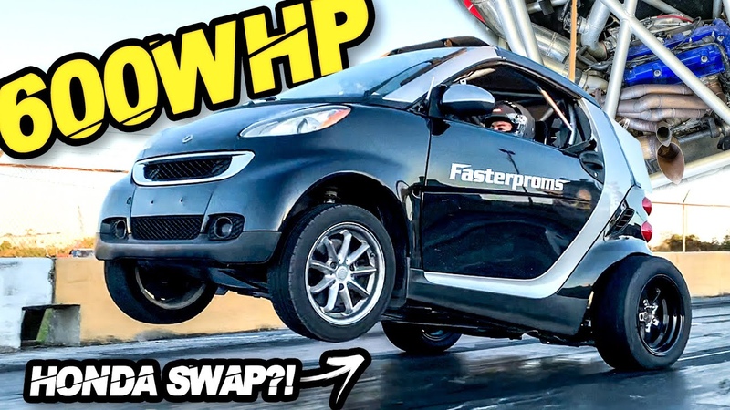 600 HP Honda Powered Smart Car Kater Tot GAPS EVERYONE + INTENSE Street Pulls (2000 LB Turbo K