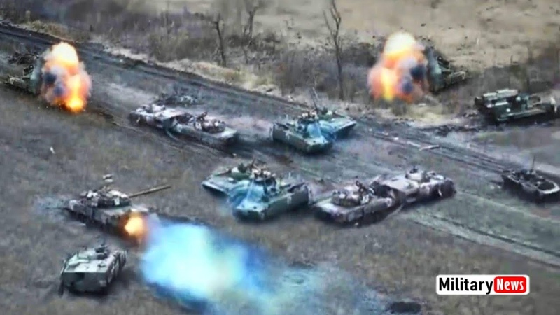 Scary moment Russia Destroys Dozens of Ukrainian Leopard 2 A6 at close