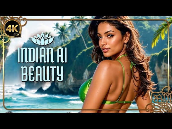 4 K Indian AI Lookbook Model: Plus sized beauties at Varkala Beach,