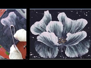 ПРОСТАЯ ТЕХНИКА рисования ВЕРЁВКОЙ от Марины / Как нарисовать цветок верёвкой и акрилом за 5 МИНУТ