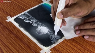 Beautiful Seascape Moonlight / Drawing with Oil pastels for Beginners / Step by Step