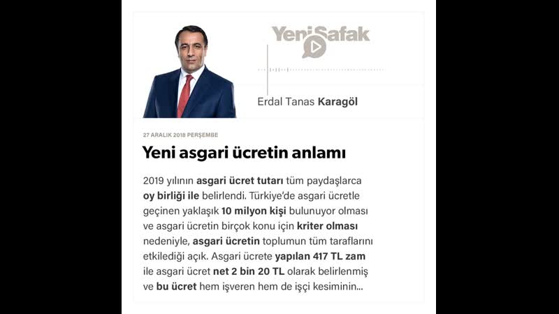 Erdal Tanas Karagöl Yeni asgari ücretin