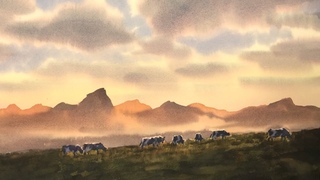 Herds in the Tundra | Watercolor Landscape Painting