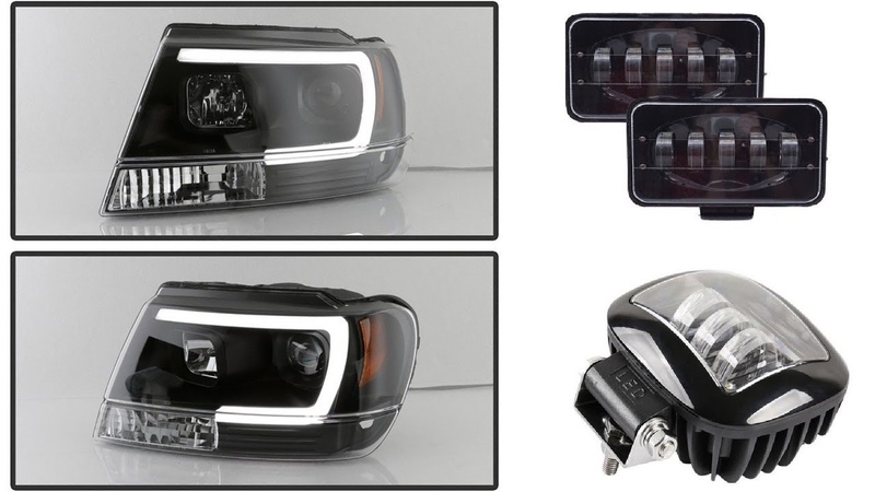 Сравнение фар для Jeep Grand Cherokee WJ Black Projector Headligh с китайскими