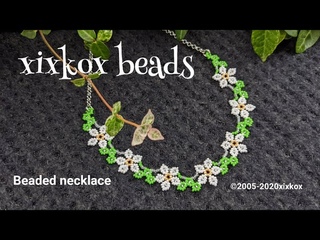 【DIY】xixkox beads *·*·*蜜柑の花のネックレス ビーズステッチ #beads #beadedjewelry