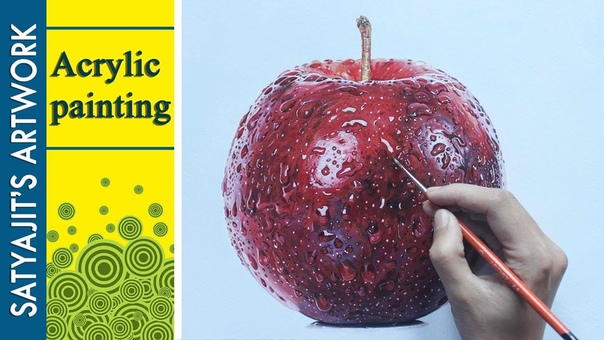 Realistic Painting, Wet apple Acrylic on