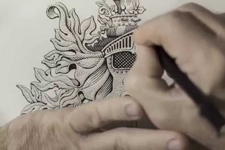 Scratchboard Illustration for a Wine Label