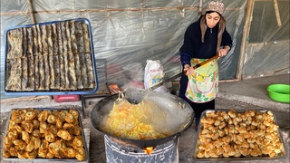 Uzbekistan. Homemade Yufka. Delicious Uzbek National Food - Street Food Vlog