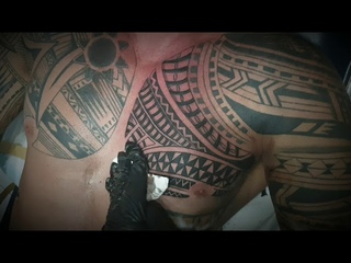 ๊Грудь Полинезия Тату. Chest Polynesia Tattoo.