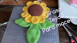 Girasol tejida para maceta!!! Tejido en ganchillo !!!! Pasó a paso!!!Subtítulos