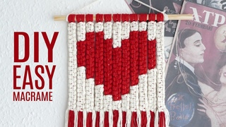 EASY DIY MACRAME YARN TAPESTRY HEART PATTERN TUTORIAL FOR BEGINNERS