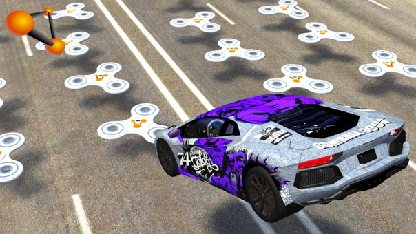Giant Fidget Spinner Against Cars,